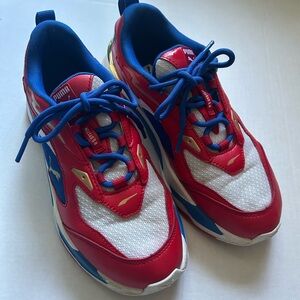 Puma R System Sneakers in Red, Blue, and White, Men’s size 6.5